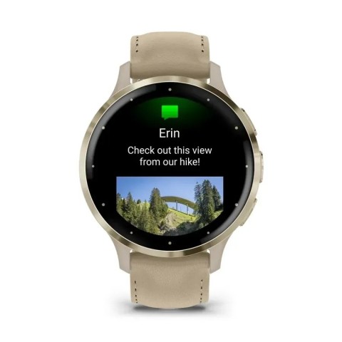 Смарт-часы Garmin Venu 3s французский серый с золотистым стальным безелем и кожаным ремешком