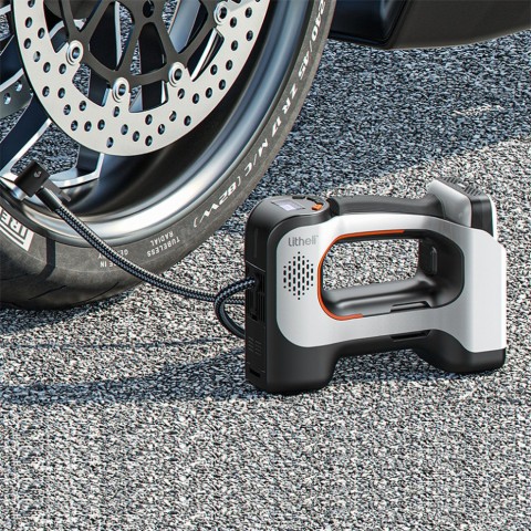 Акумуляторний компресор Litheli з ліхтарем, живлення від павербанку (УМБ Litheli Power Bank 20000 mAh, 45 W, 2А в комплекті)