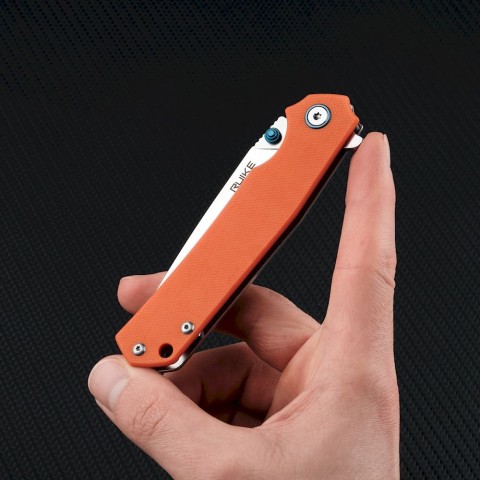 Ніж складаний туристичний Ruike P801-J, (8.6 см) 14C28N /  G10 помаранчевий