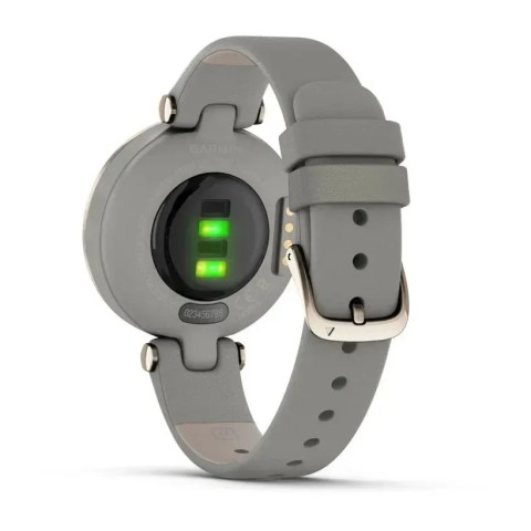 Смарт-годинник Garmin Lily Classic з кремово-золотистим безелем, сірим корпусом та італійським шкіряним ремінцем
