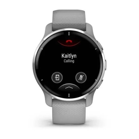 Смарт-годинник Garmin Venu 2 Plus сірий зі сріблястим безелем і силіконовим ремінцем