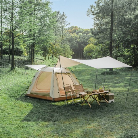 Намет тримісний автоматичний із тентом Naturehike Ango Picnic CNK2450WS021, коричневий