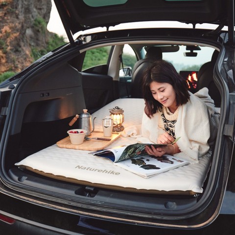 Матрац автомобільний кемпінговий двомісний Naturehike CNK2450WS010, 197х134х6,5 см світлий із вбудованою помпою для надування