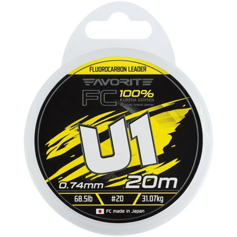 Флюорокарбон Favorite U1 FC 20m #20/0.74mm 68.5lb/31.07kg