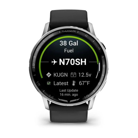 Смарт-годинник Garmin D2 Air X15 сріблястий з чорним силіконовим ремінцем