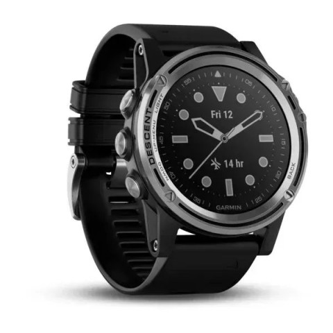 Смарт-часы Garmin Descent Mk1 серебристые с черным ремешком