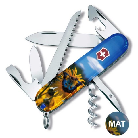 Ніж Victorinox Camper Ukraine 91мм,13функ ,Соняшники та метелик