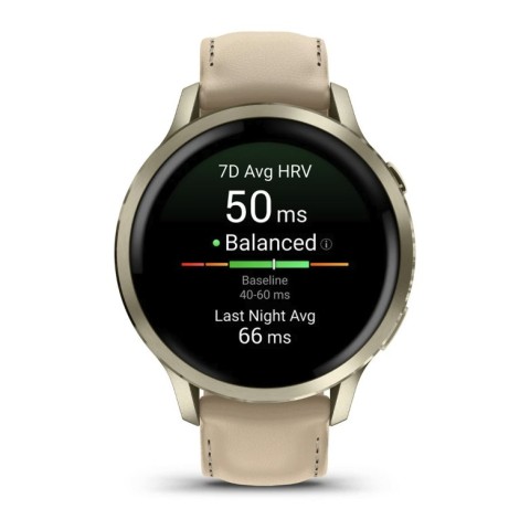 Спортивний годинник Garmin Venu 4 41мм Lunar Gold із шкіряним ремінцем 010-03013-03