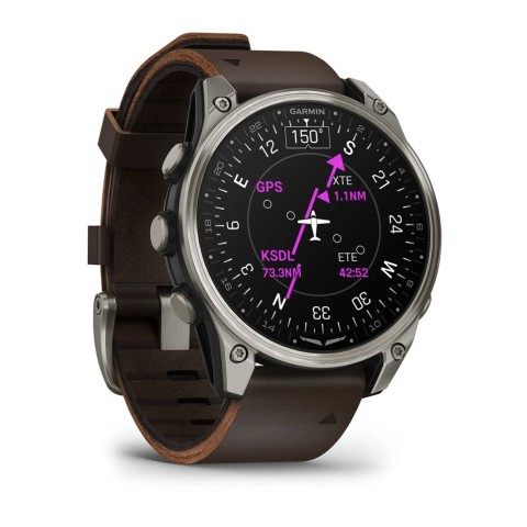 Авіаційний годинник Garmin D2 Mach 2 Titanium 47мм з Oxford Brown із коричневим шкіряним ремінцем 010-02904-31