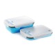 Ланчбокс складаний з кришкою-засувкою та ловилкою блакитний СИЛА (350 мл/350 мл/650 мл))