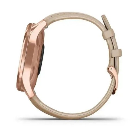 Смарт-часы Garmin vivomove Luxe с розово-золотистым корпусом и бежевым ремешком
