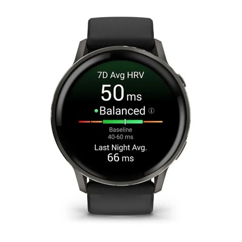 Смарт-годинник Garmin Venu 4 (45 мм) сланцевий з чорним силіконовим ремінцем