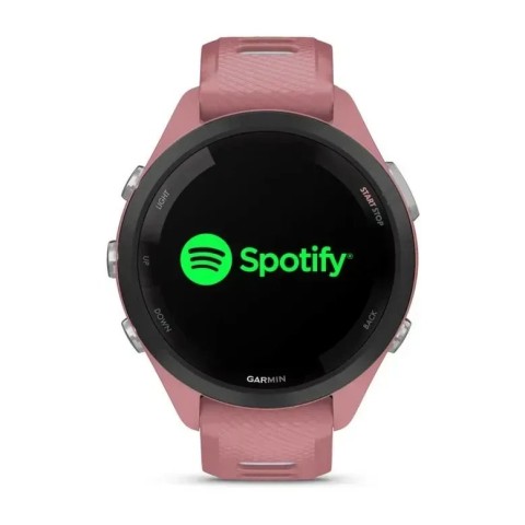 Смарт-часы Garmin Forerunner 265s с черным безелем, розовым корпусом и розово-серым силиконовым ремешком