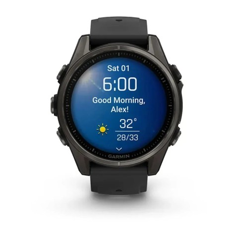 Смарт-часы Garmin fenix 8 AMOLED (43 мм) Sapphire карбоново-серый DLC титан черный/гравийно-серый