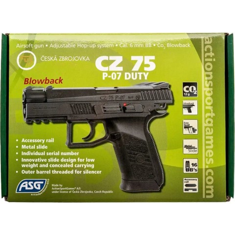 Пистолет страйкбольный ASG CZ75 P-07 Duty CO2 Blow back 6 мм