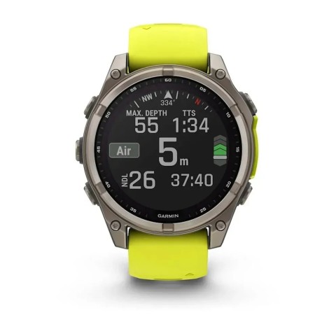 Смарт-годинник Garmin fenix 8 (47 мм) Sapphire Solar титан яскраво-жовтий/графітовий