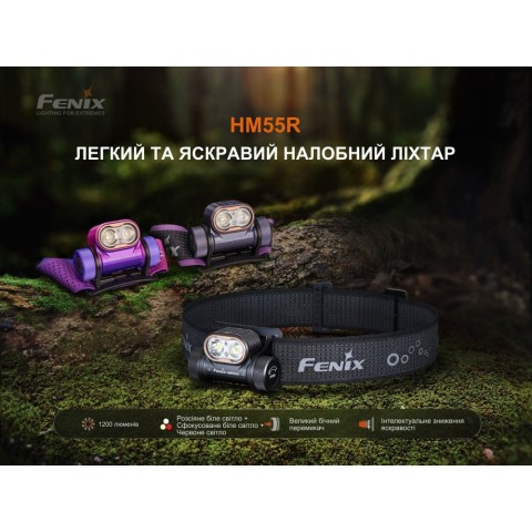 Ліхтар налобний Fenix HM55R, чорний