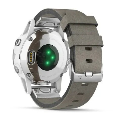 Смарт-годинник Garmin fenix 5S Plus Sapphire білий з сірим замшевим ремінцем