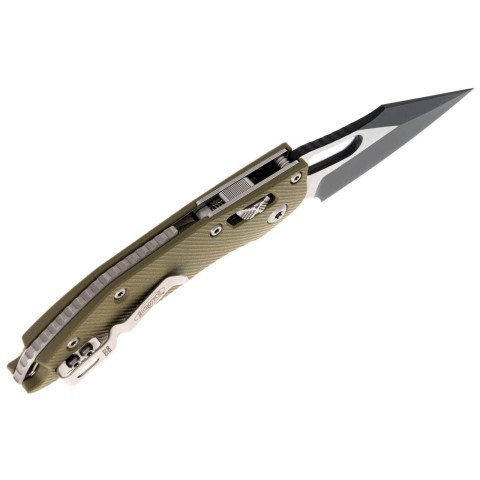 Нож Microtech Stitch S/E Ram-Lock, fluted, черный клинок, рукоять G10 OD green