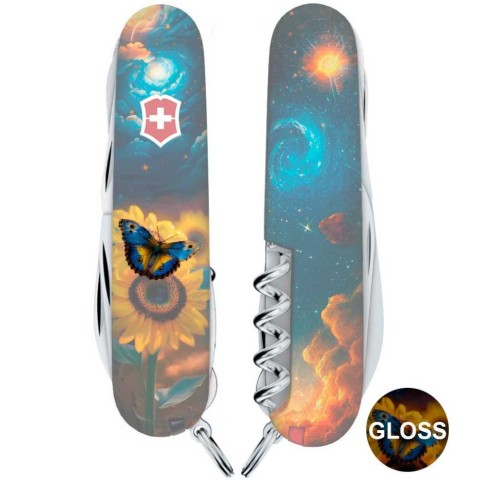 Ніж Victorinox Huntsman Ukraine 91мм,15функ ,Зоряний метелик