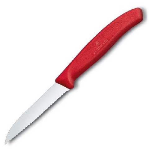Кухонний ніж Victorinox SwissClassic Paring лезо 8см прям. хвил. з черв. ручкою