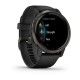 Смарт-часы Garmin Venu 2 черные с черным безелем и кожаным ремешком