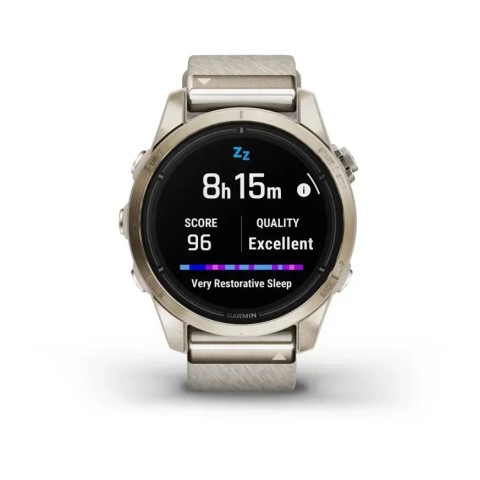 Смарт-годинник Garmin epix Pro Gen 2 Sapphire Edition (42мм) ніжно-золотистий з нейлоновим ремінцем кремового кольору