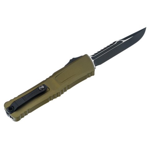 Нож Microtech Combat Troodon Gen III OTF Interceptor, черный клинок, рукоять OD green