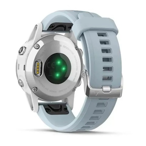 Смарт-годинник Garmin fenix 5S Plus білий з сіро-блакитним ремінцем
