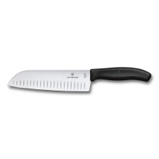 Нож кухонный Victorinox SwissClassic Santoku Fluted, 17 см, черный, блистер