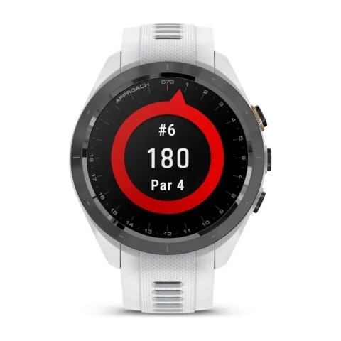 Смарт-годинник Garmin Approach S70 (42 мм) з чорним керамічним безелем та білим ремінцем
