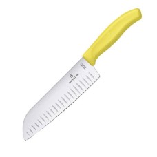 Кухонний ніж Victorinox SwissClassic Santoku лезо 17см ріфл. з жовт. ручкою (блістер)