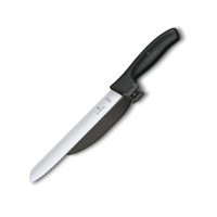 Кухонний ніж Victorinox SwissClassic DUX лезо 21см хвил. з направляючою з чорн. ручкою
