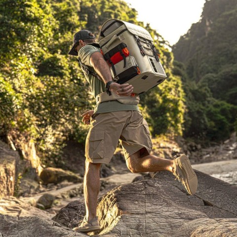 Акумуляторний холодильник-рюкзак Litheli 16л, живлення від павербанку (УМБ Litheli Power Bank 20000 mAh, 45 W в комплекті)