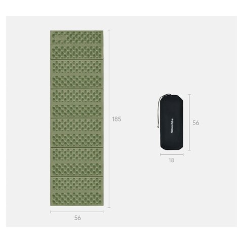 Килимок складний IXPE Naturehike CNK2550WS030, алюмінієва плівка, 195x60x1.8 см, оливковий-зелений