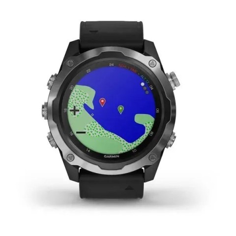 Смарт-годинник Garmin Descent Mk2 з нержавіючої сталі з чорним ремінцем