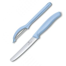 Набір кухонний Victorinox SwissClassic Paring Set 2шт з блакит. ручкою (ніж, овочечистка Universal) у подар.упак.