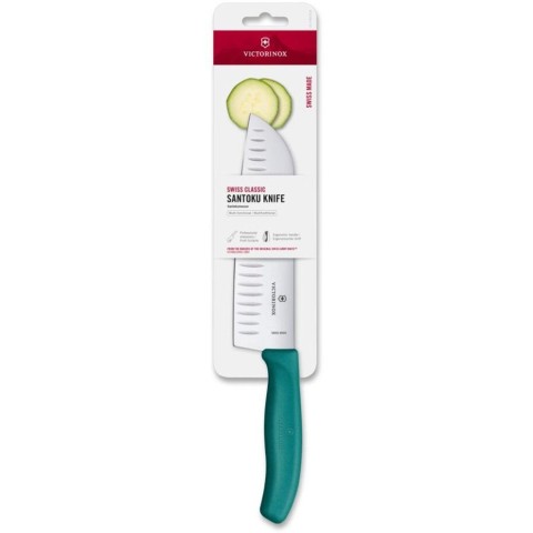 Ніж-сантоку Victorinox SWISS CLASSIC 17см рифл зелений 6.8524.17C1B