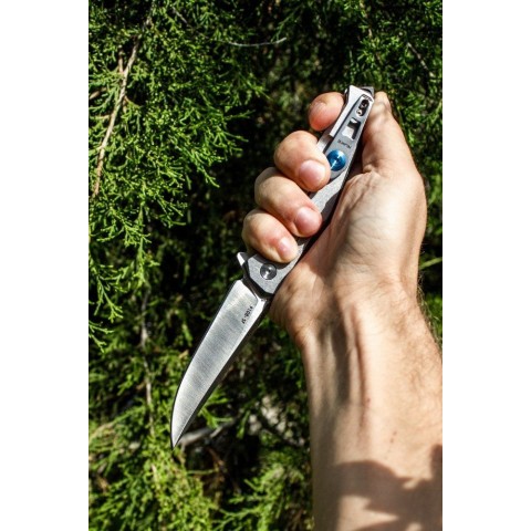 Ніж складаний туристичний Ruike P108-SF, (8.8 см) 14C28N / 3cr14n сірий