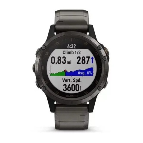 Смарт-часы Garmin fenix 5 Plus Sapphire серые титановые DLC с титановым ремешком