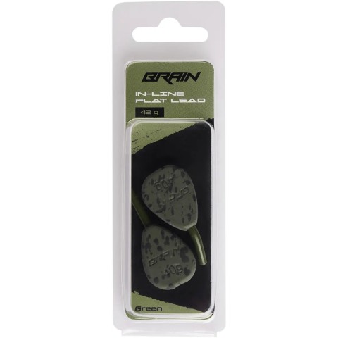 Грузило Brain In-Line Flat Lead 42g 2шт/уп green