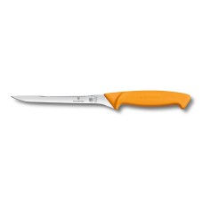 Нож кухонный Victorinox Swibo Fish Filleting, узкий, гибкий, для филе,оранжевый, 16 см
