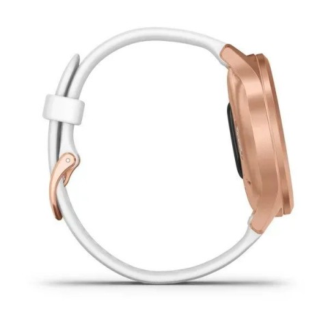 Смарт-годинник Garmin vivomove Style із рожево-золотистим корпусом та білим ремінцем