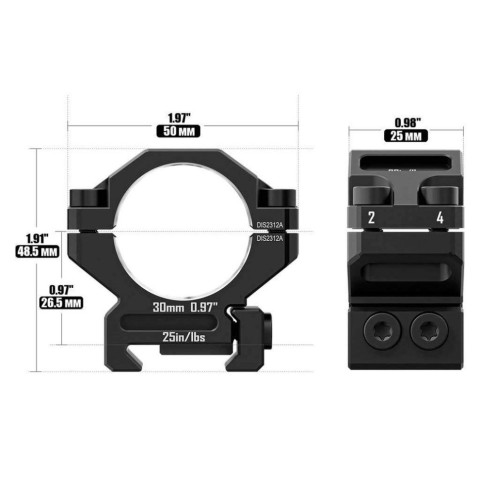 Кільця Discovery 6061 For Picatinny 30mm 0.97in DGPR2-30-0.97-61 (M240603)