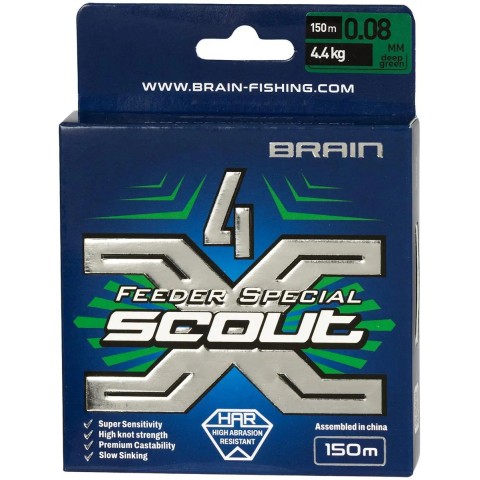 Шнур Brain Scout 4X 150m (deep green) 0.080mm 4.4kg