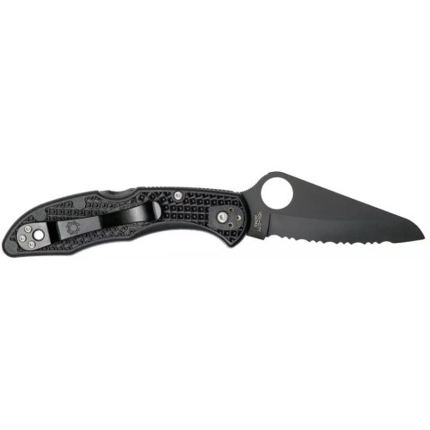 Ніж Spyderco Salt 2 Black Blade, серрейтор, H-1, FRN black