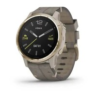 Смарт-часы Garmin fenix 6S Pro Sapphire золотистые с серым кожаным ремешком