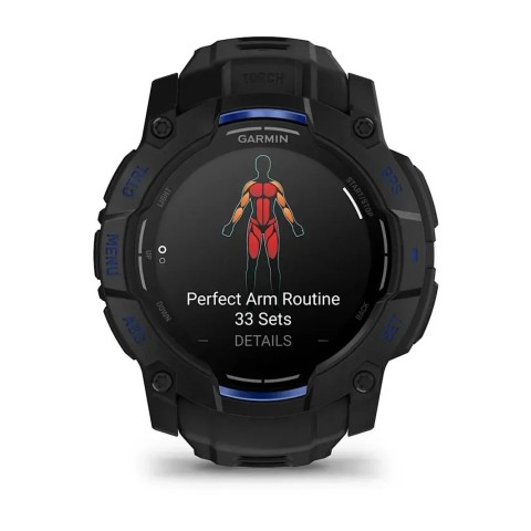 Смарт-годинник Garmin Instinct 3 (50 мм) AMOLED чорний/синя блискавка