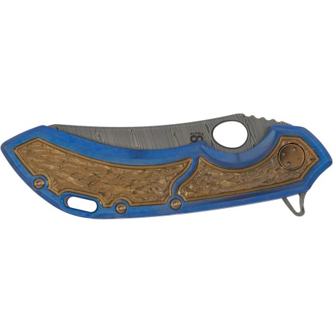 Нож Olamic Wayfarer 247 Damasteel Mouflon blade. FS/Molten ц:blue/bronze