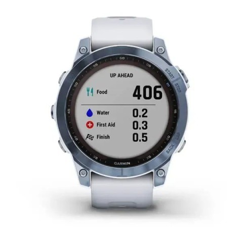 Смарт-часы Garmin fenix 7 Sapphire Solar минерально-синие титановые DLC с ремешком цвета белого камня